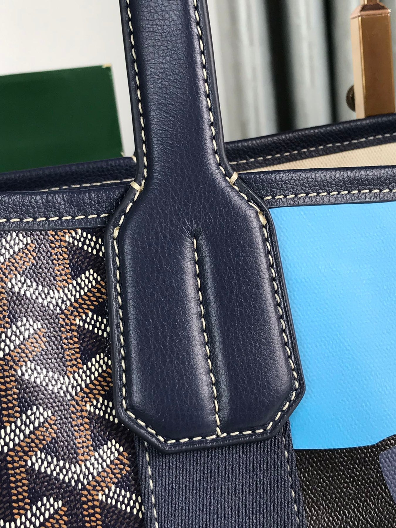 GOYA VILLETTE TOTE 45 IN NAVY BLUE GOYARDINE CANVAS