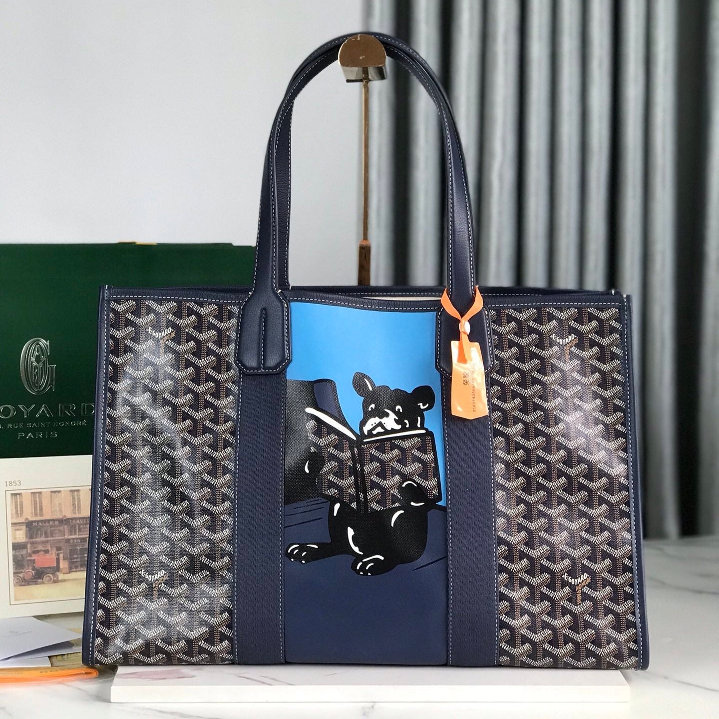 GOYA VILLETTE TOTE 45 IN NAVY BLUE GOYARDINE CANVAS