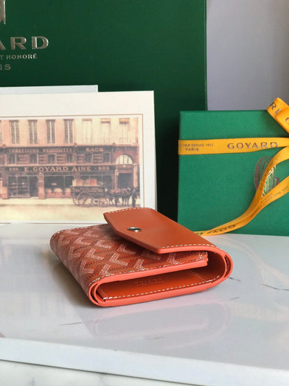 SAINT-GABRIEL WALLET 12 IN ORANGE CALFSKIN AND GOYARDINE CANVAS