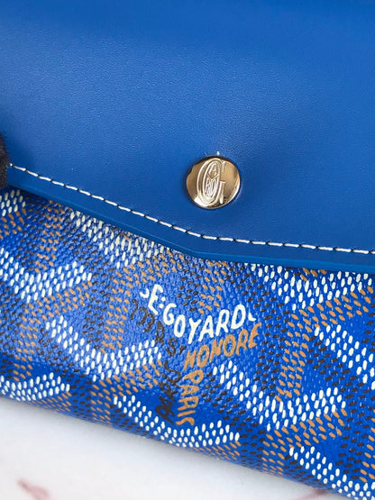 SAINT-GABRIEL WALLET 12 IN SAPPHIRE BLUE CALFSKIN AND GOYARDINE CANVAS