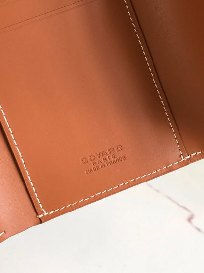 SAINT-GABRIEL WALLET 12 IN TAN CALFSKIN AND BLACK GOYARDINE CANVAS