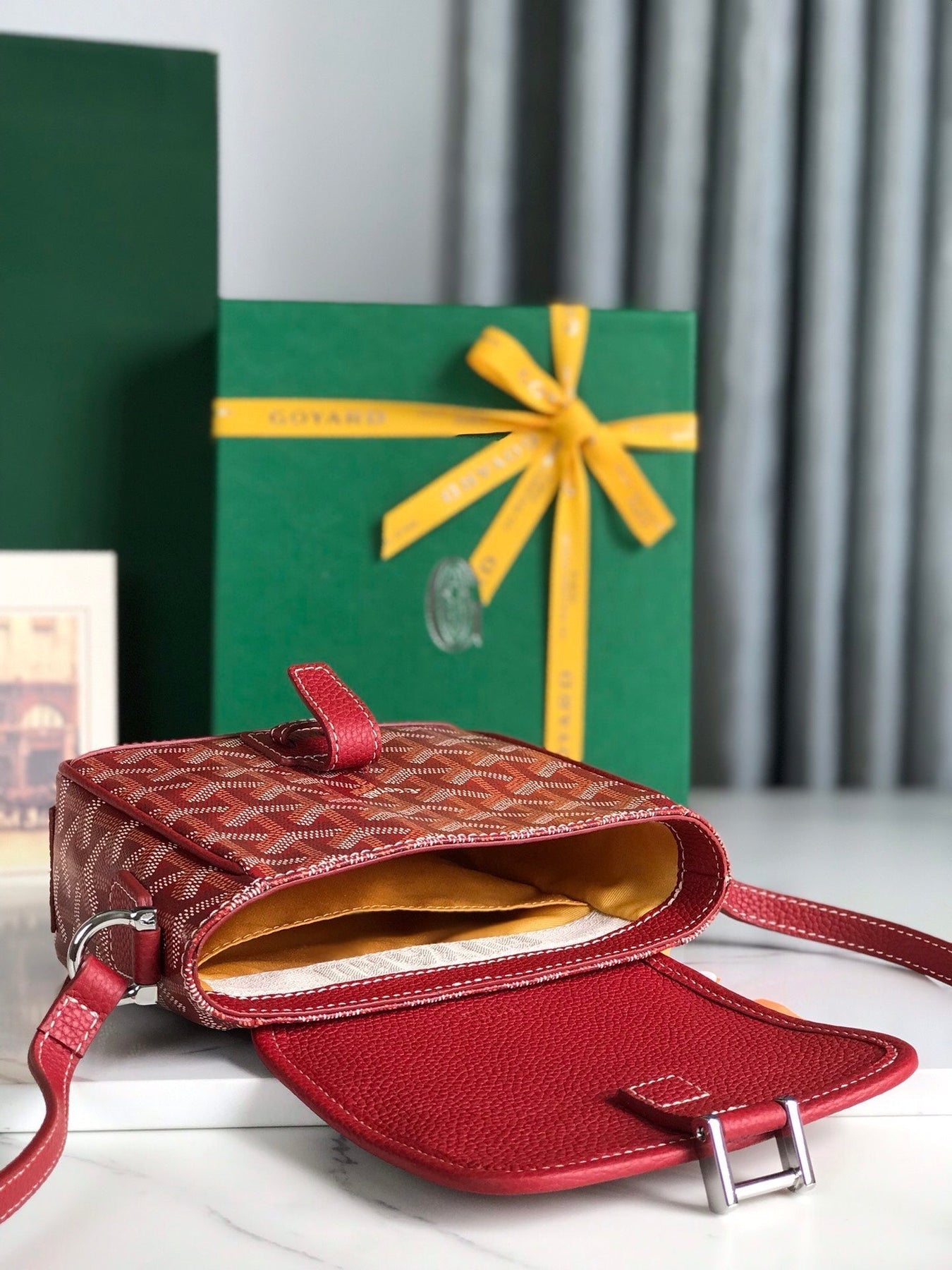 GRAND BLEU 16 IN CLASSIC RED GOYARDINE CANVAS AND LAMBSKIN