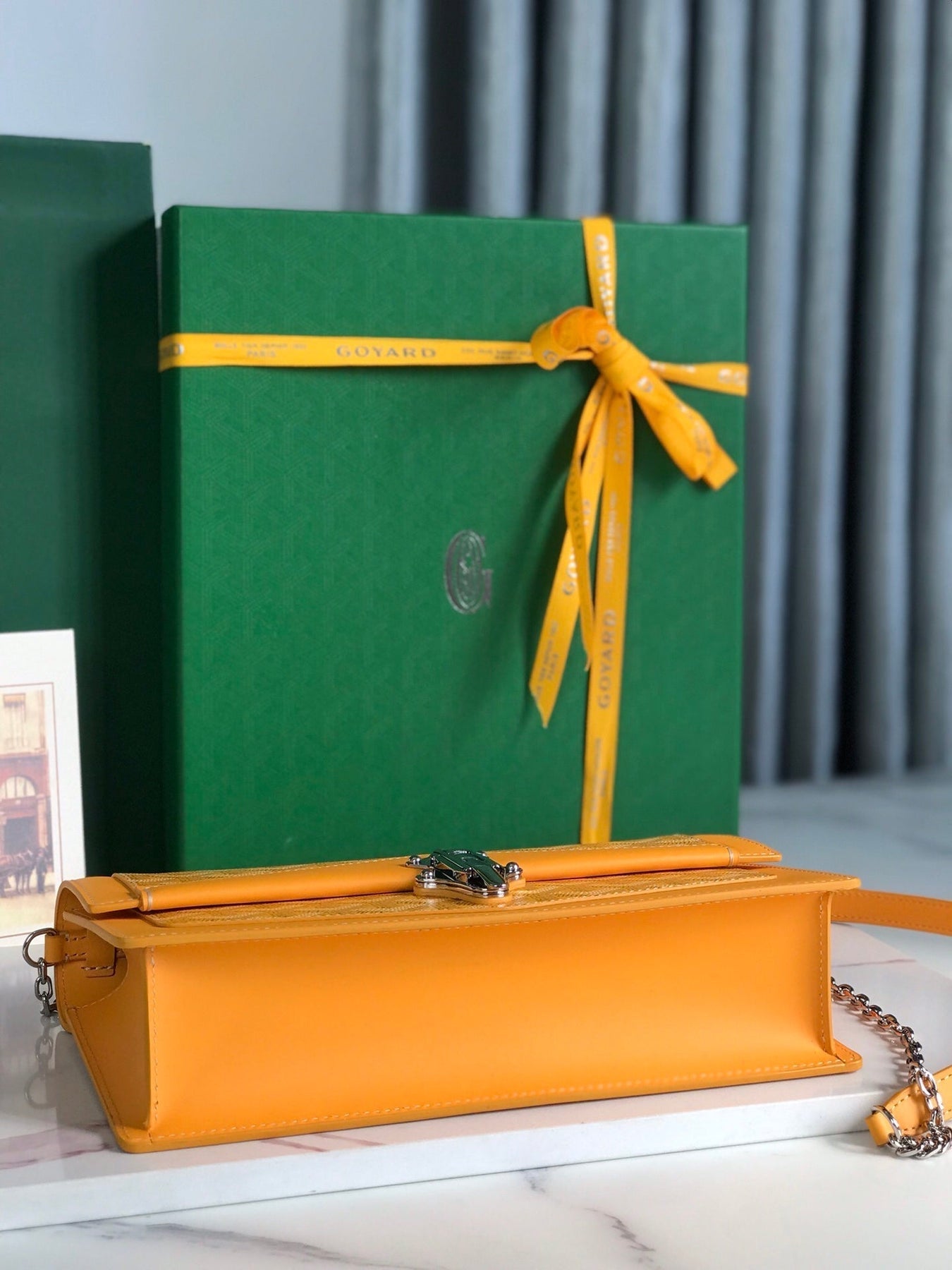 DUCHESSE MARIE-CAROLINE BAG 25 IN YELLOW GOYARDINE CANVAS AND SMOOTH CALFSKIN