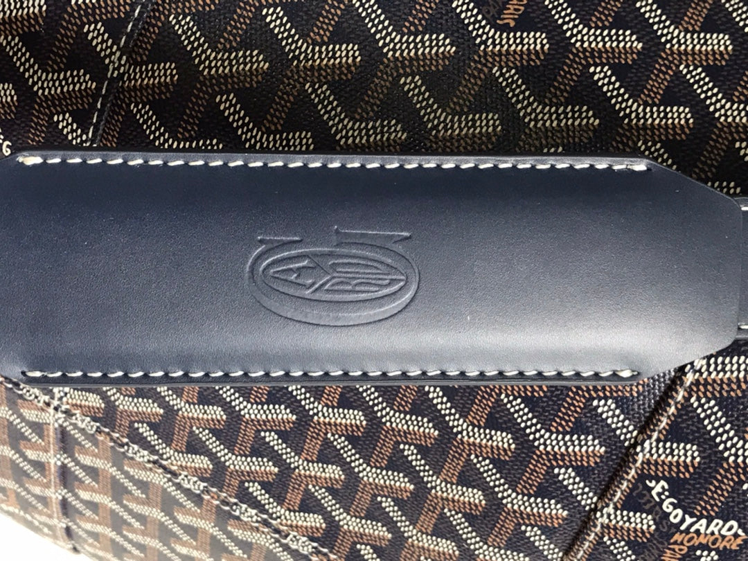 BOSTON 50 BAG IN NAVY BLUE GOYARDINE CANVAS AND CALFSKIN TRIM