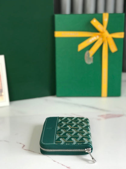 MATIGNON MINI WALLET 11 IN GREEN GOYARDINE CANVAS AND CALFSKIN