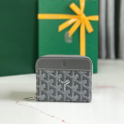 MATIGNON MINI WALLET 11 IN GRAY GOYARDINE CANVAS AND CALFSKIN