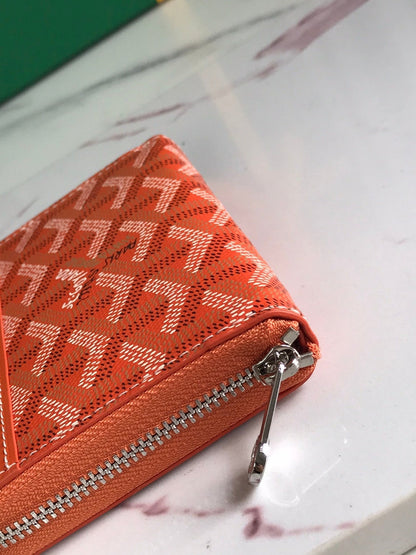 MATIGNON MINI WALLET 11 IN ORANGE GOYARDINE CANVAS AND CALFSKIN