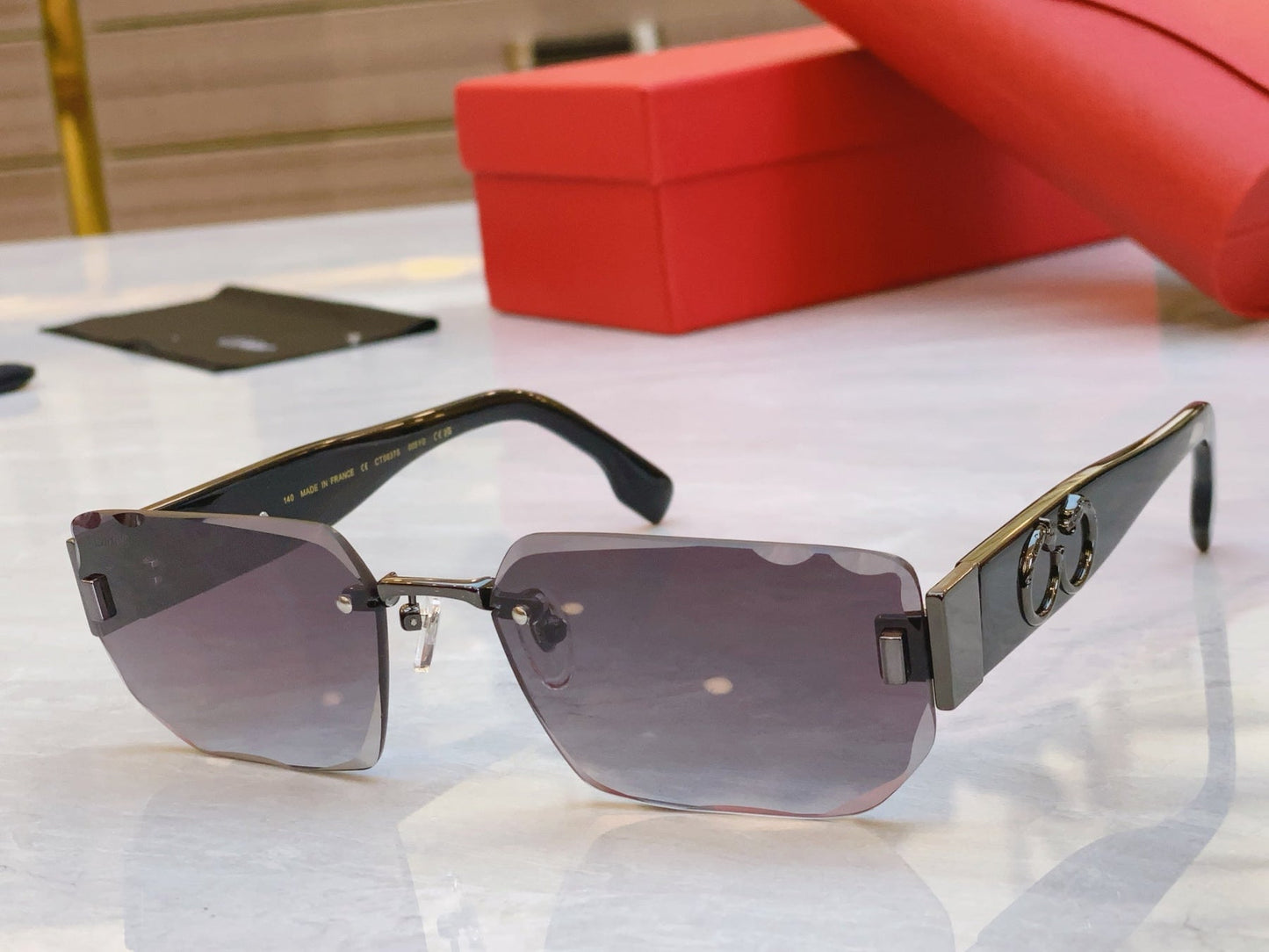 PANTHÈRE GEOMETRIC SUNGLASSES CT0637S IN METAL AND ACETATE
