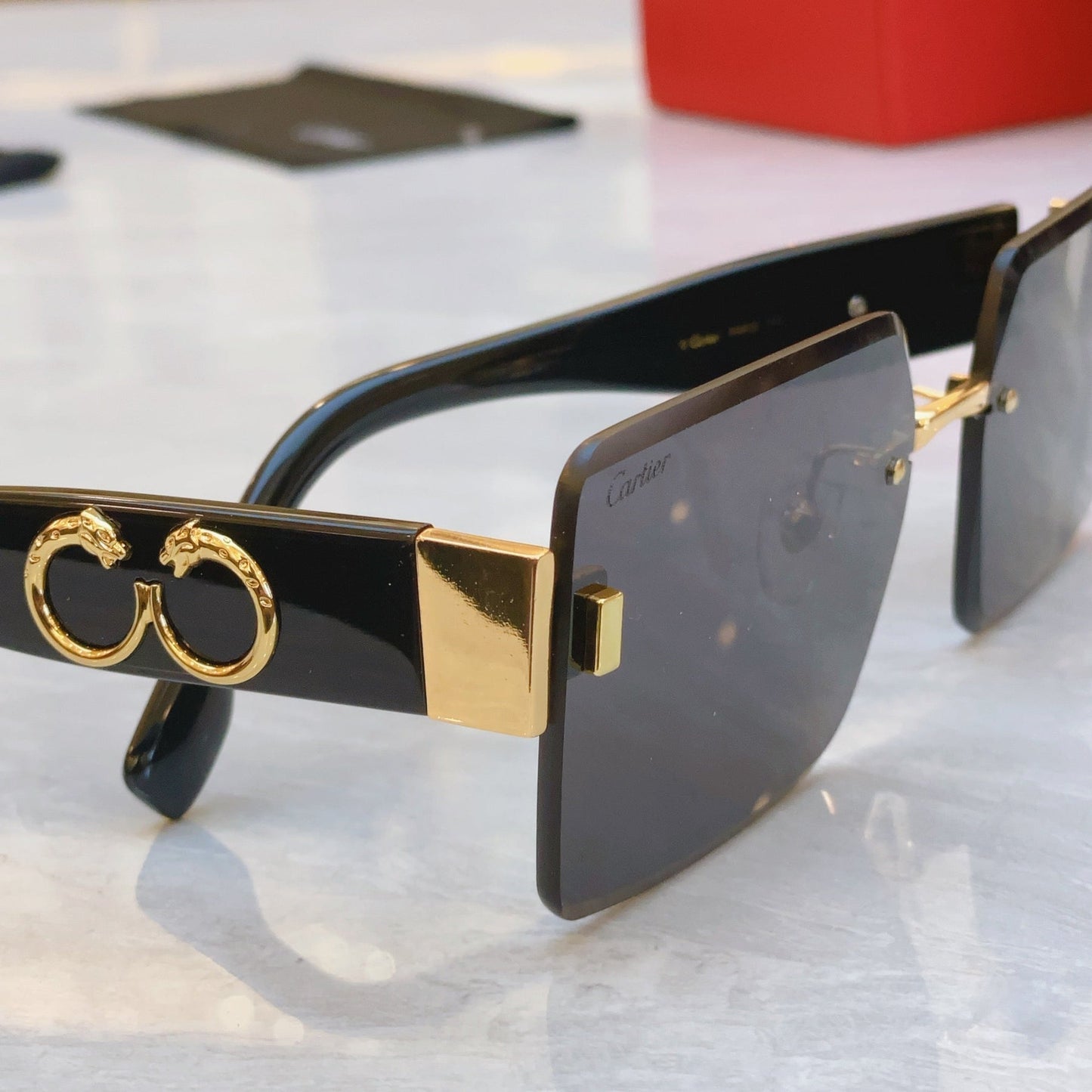 PANTHÈRE GEOMETRIC SUNGLASSES CT00636S IN METAL AND ACETATE