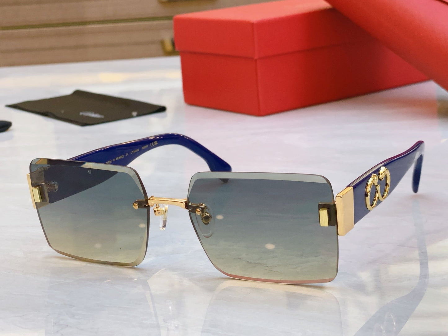 PANTHÈRE GEOMETRIC SUNGLASSES CT00636S IN METAL AND ACETATE