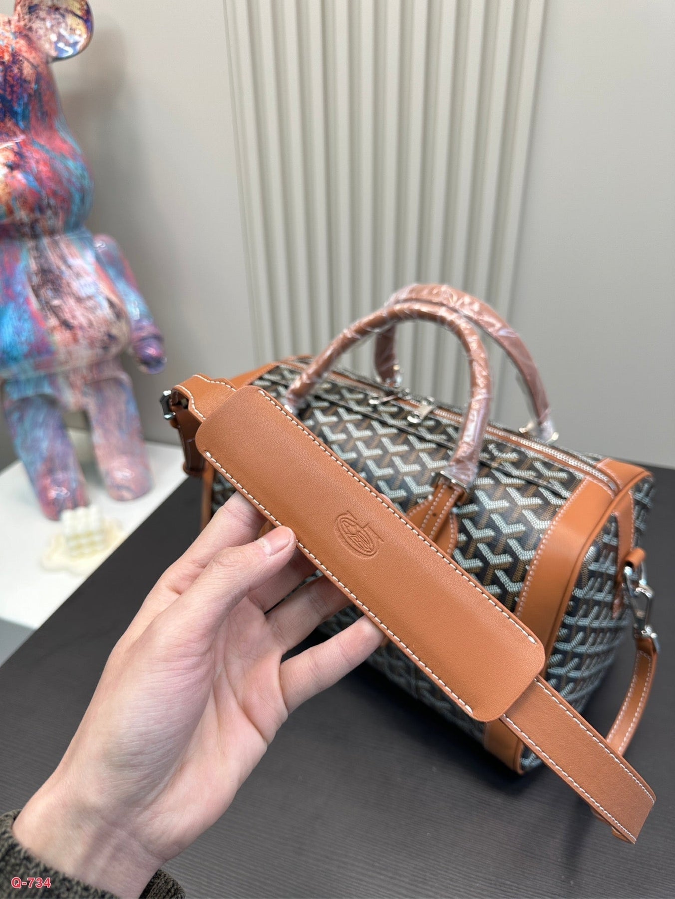 SAC HARDY PM BAG 35 IN BLACK GOYARDINE CANVAS AND TAN CALFSKIN