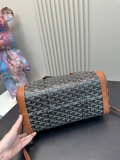 SAC HARDY PM BAG 35 IN BLACK GOYARDINE CANVAS AND TAN CALFSKIN