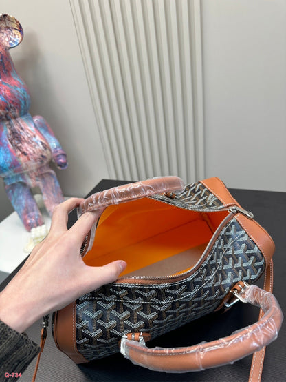 SAC HARDY PM BAG 35 IN BLACK GOYARDINE CANVAS AND TAN CALFSKIN