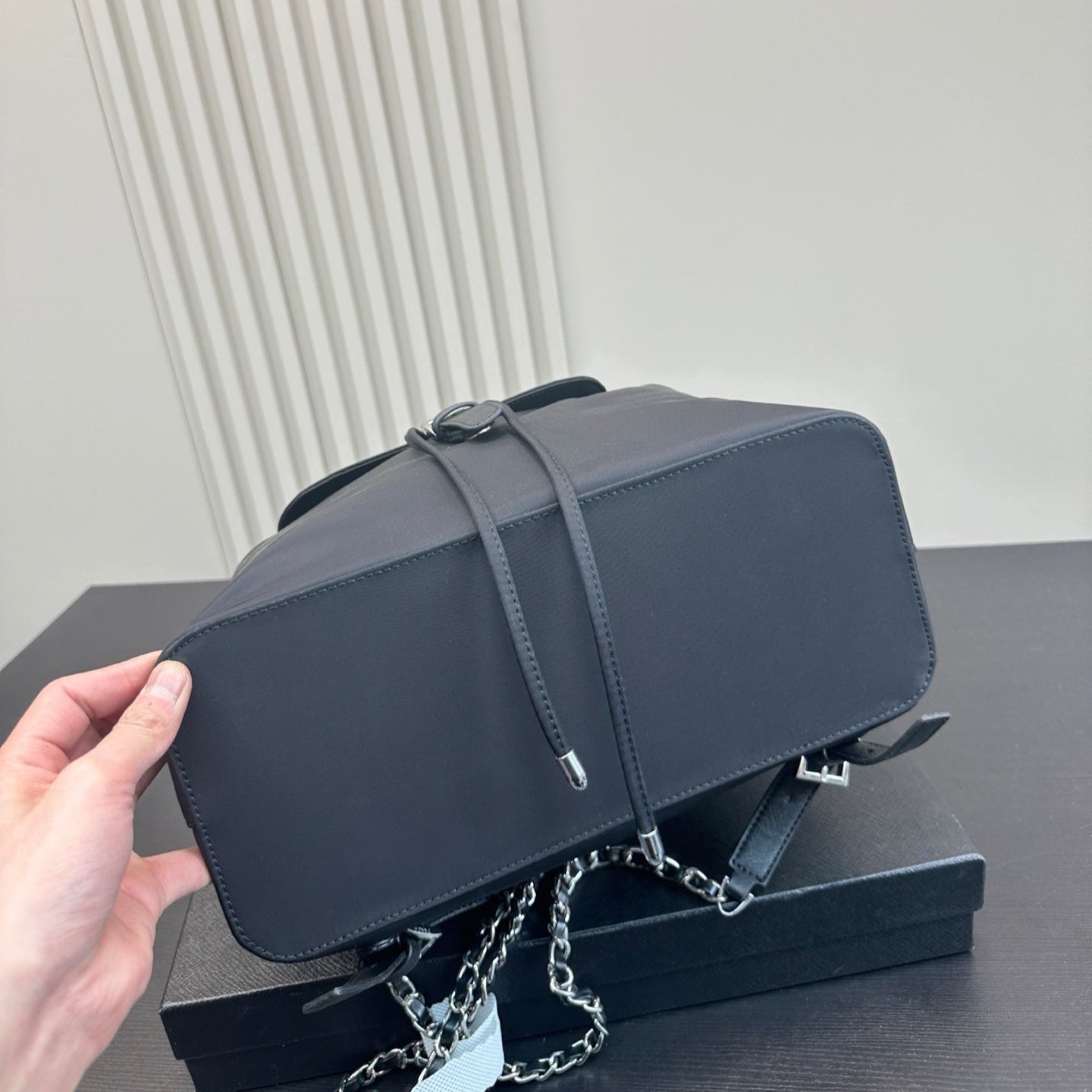 CLASP BACKPACK 31 IN BLACK RE-NYLON SILVER HARDWARE