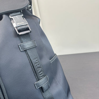 DOUBLE BUCKLE BACKPACK 40 IN BLACK RE-NYLON MIX CALFSKIN