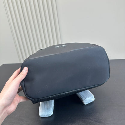 DOUBLE BUCKLE BACKPACK 40 IN BLACK RE-NYLON MIX CALFSKIN