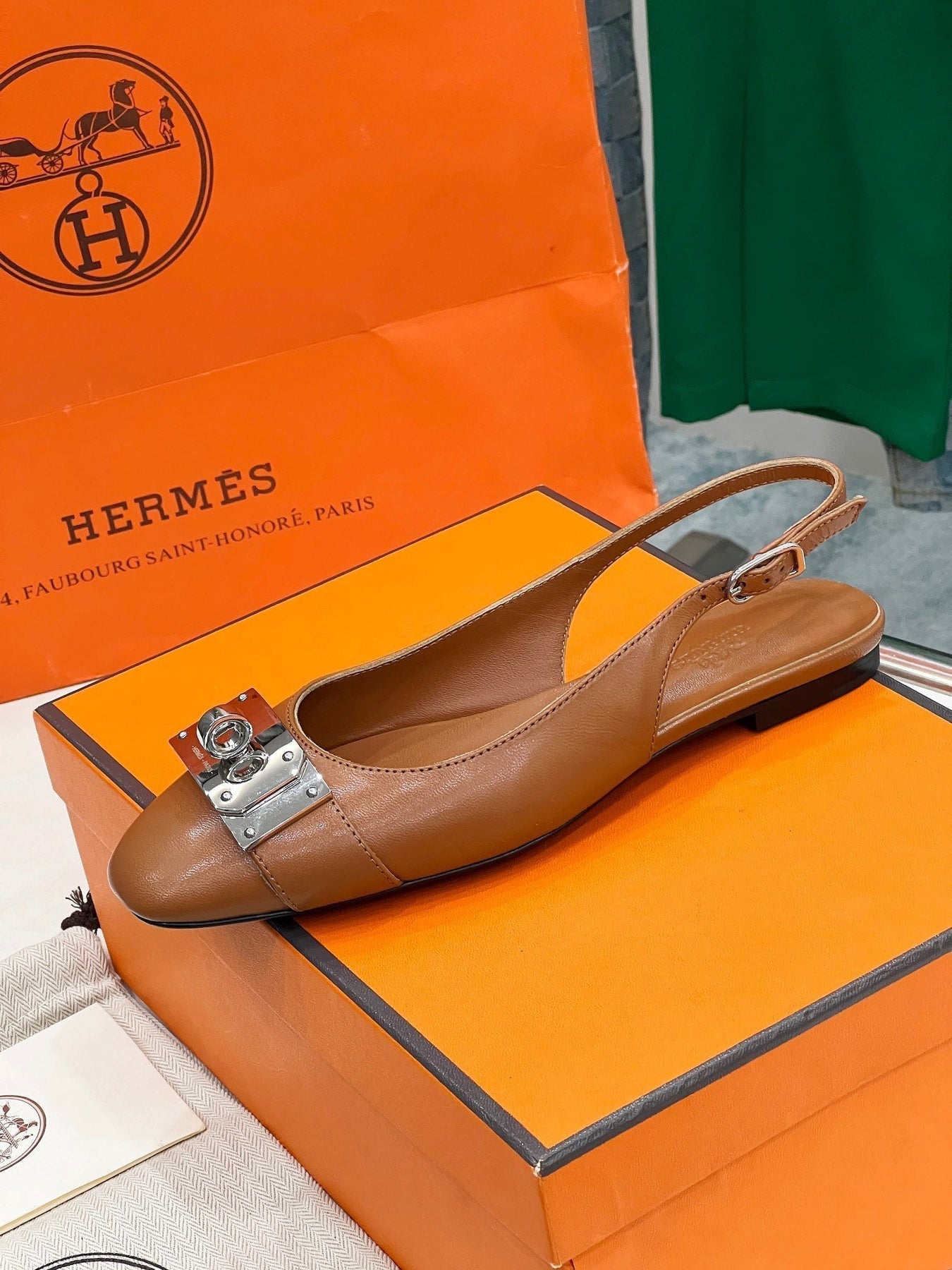 INNOCENTE SLINGBACK CARAMEL CALFSKIN