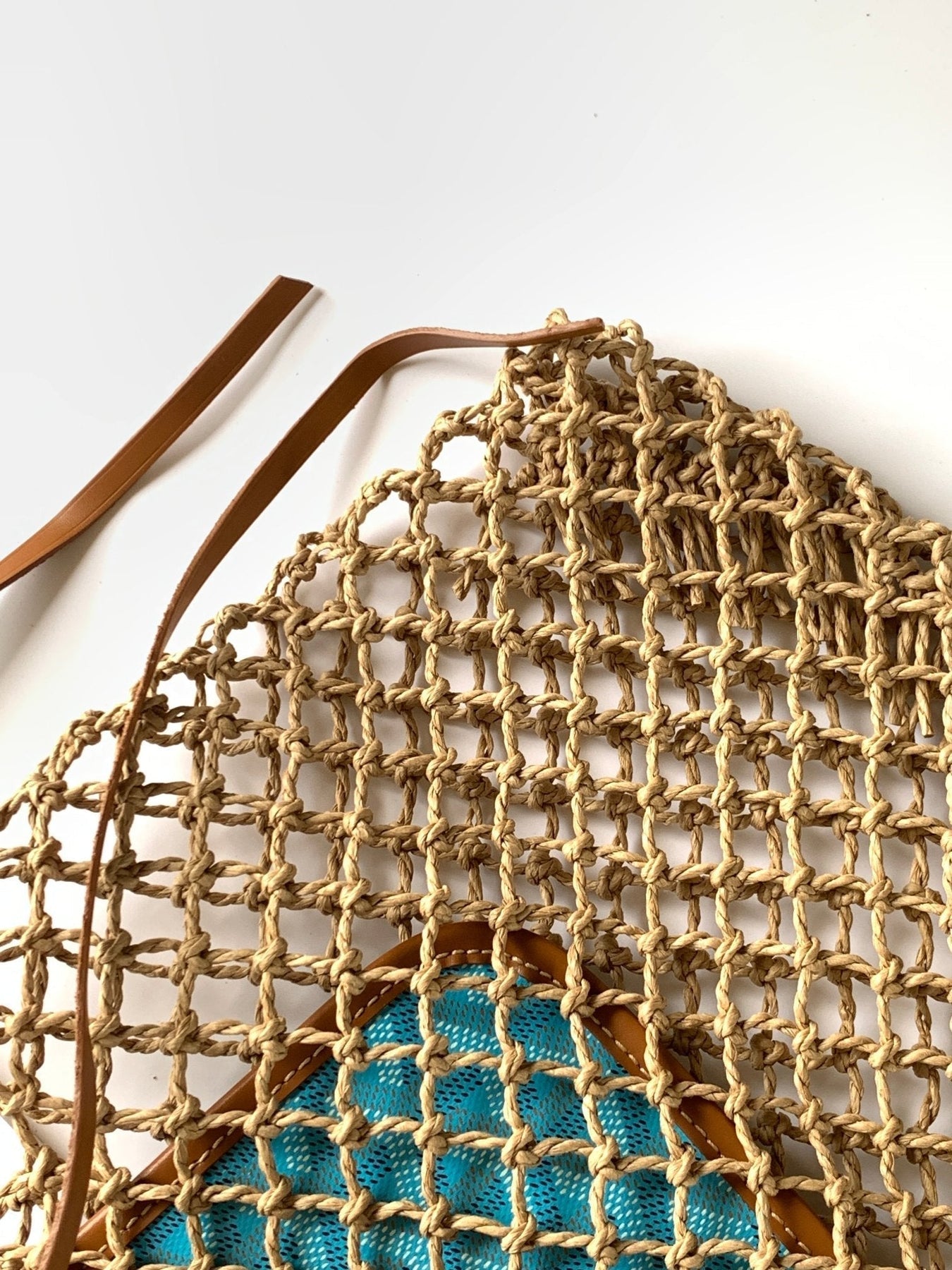ALIGRE BAG 40 IN BABY BLUE WOVEN RAFFIA AND CALFSKIN