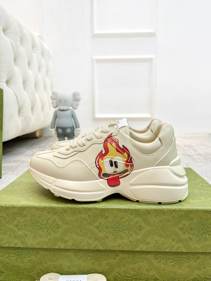 GG RHYTON TRAINER WHITE LAMBSKIN WITH ICON