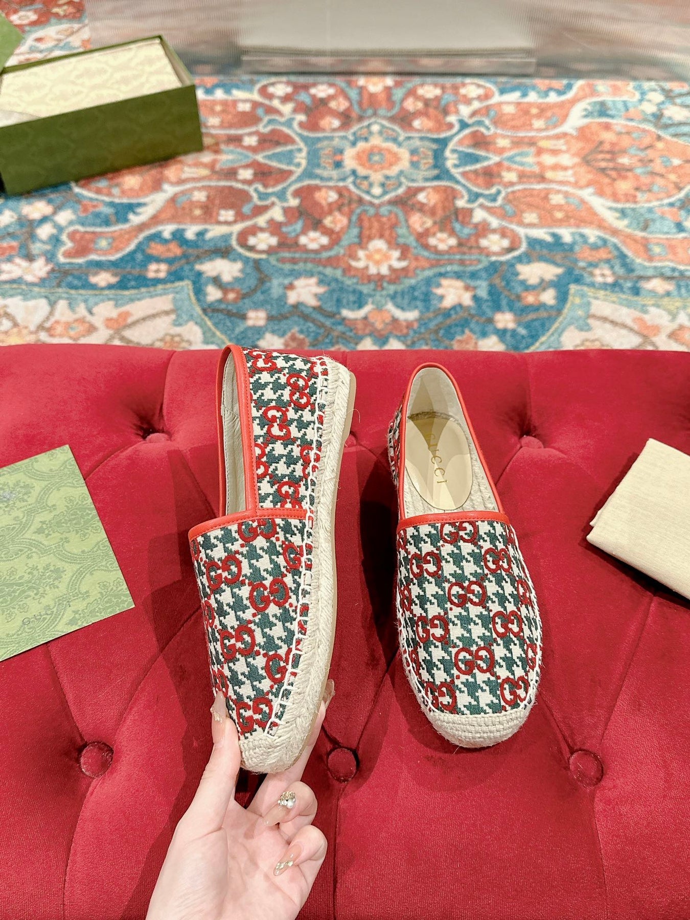 GG ESPADRILLE LOAFER CRIMSON AND OCEAN CANVAS