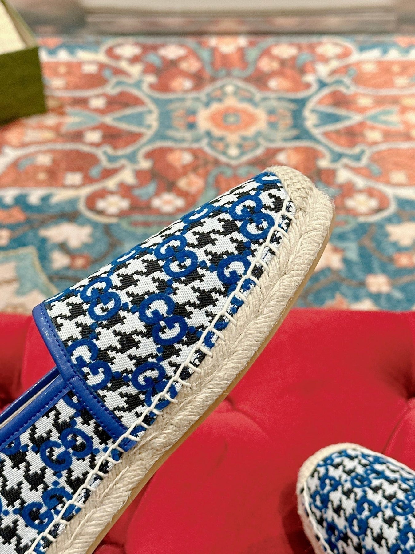 GG ESPADRILLE LOAFER COBALT AND BLACK CANVAS