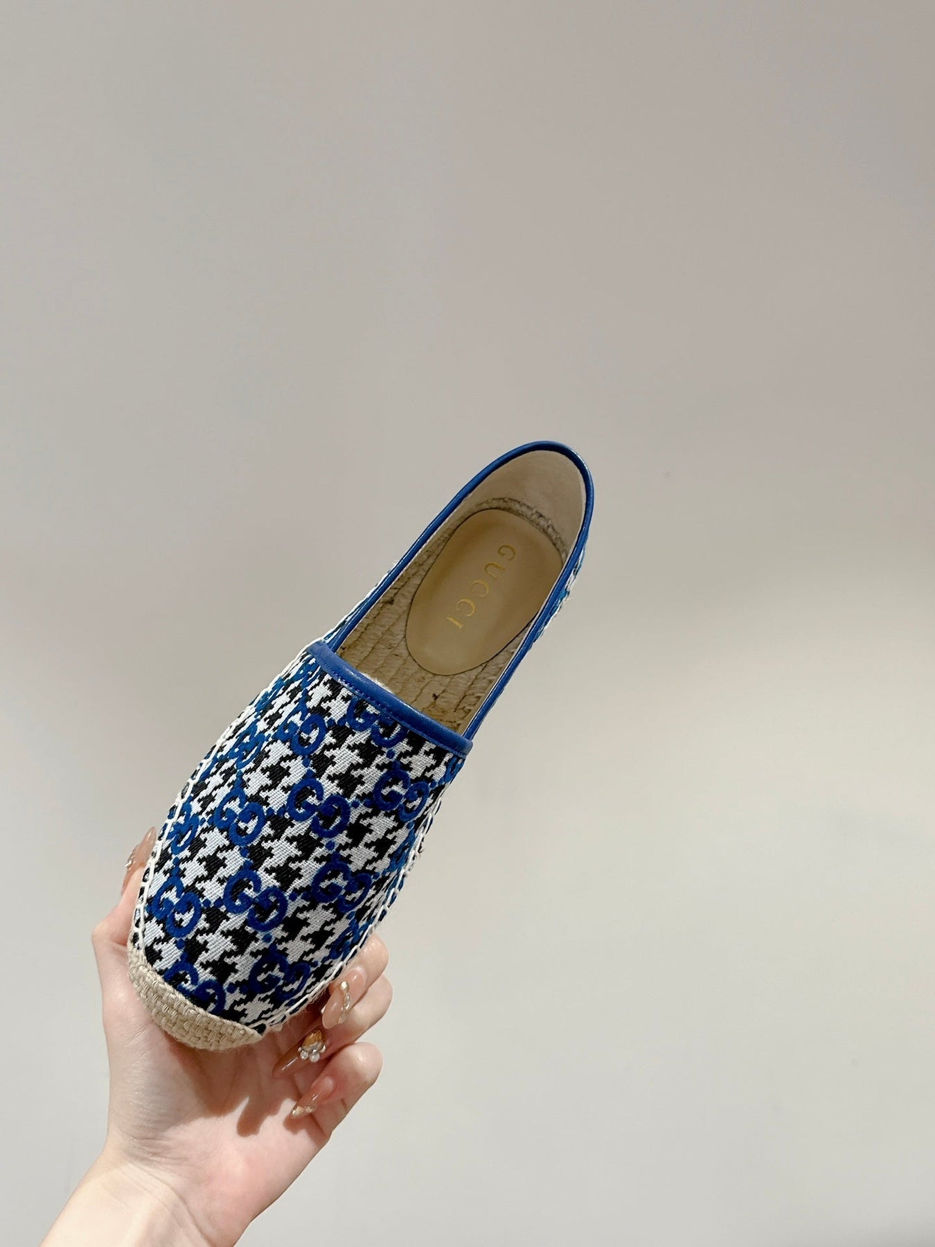 GG ESPADRILLE LOAFER COBALT AND BLACK CANVAS
