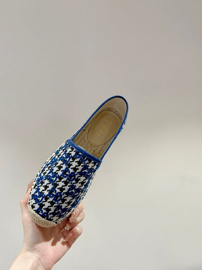 GG ESPADRILLE LOAFER COBALT AND BLACK CANVAS