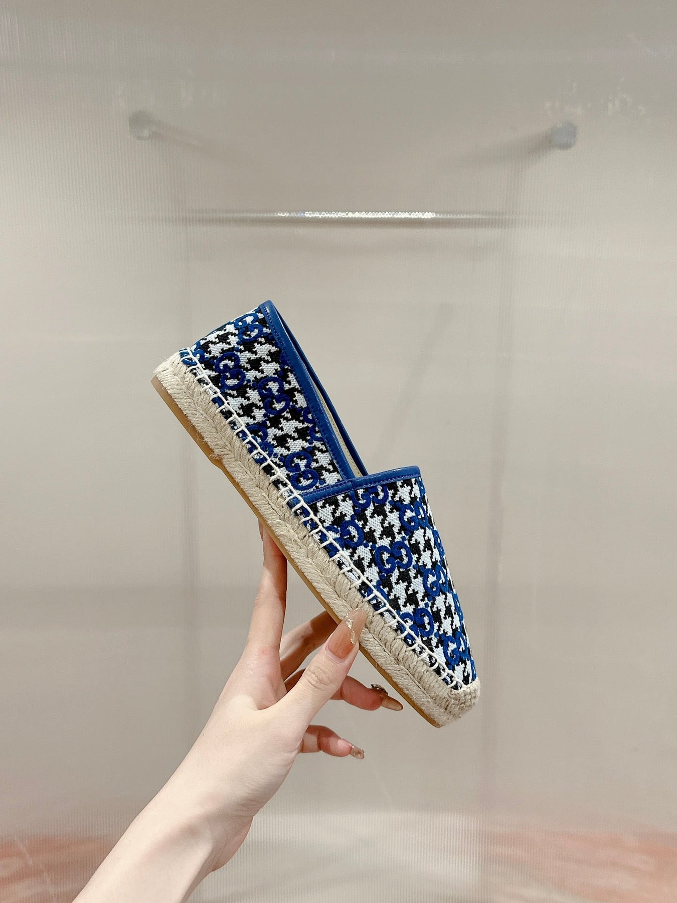 GG ESPADRILLE LOAFER COBALT AND BLACK CANVAS