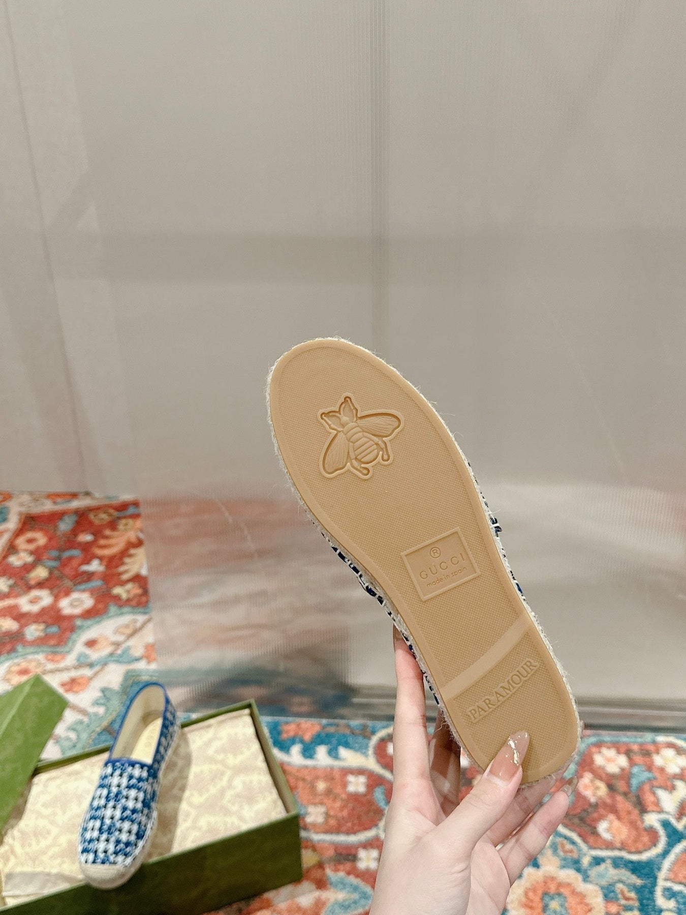 GG ESPADRILLE LOAFER COBALT AND BLACK CANVAS