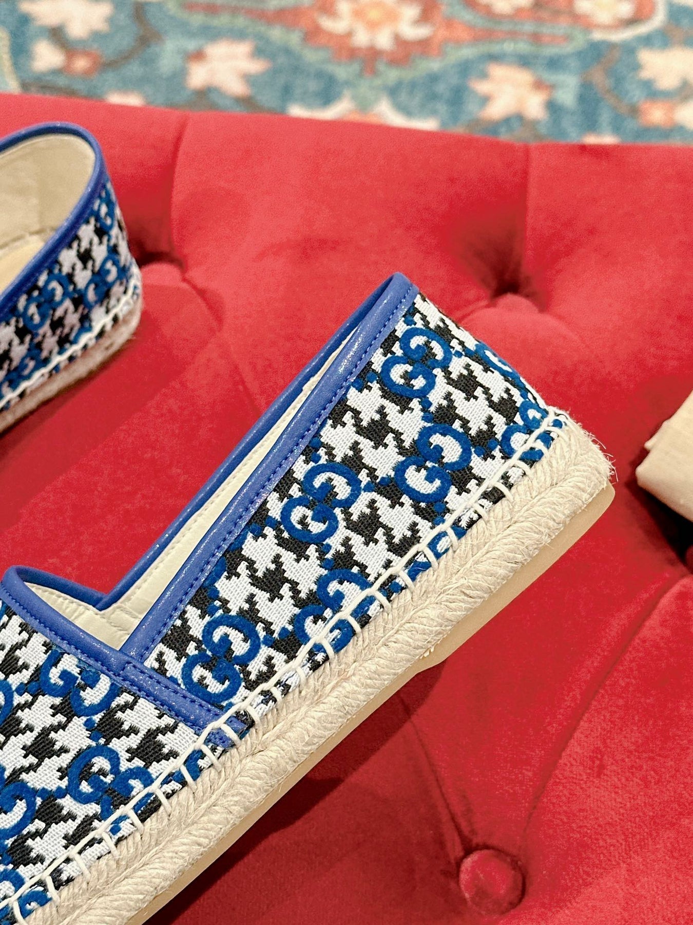 GG ESPADRILLE LOAFER COBALT AND BLACK CANVAS