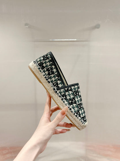 GG ESPADRILLE LOAFER BLACK AND BASIL CANVAS