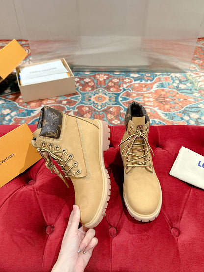 LV X TIMBERLAND ANKLE BOOT IN TORTILLA BROWN SUEDE