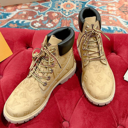 LV X TIMBERLAND ANKLE BOOT IN TORTILLA BROWN MONOGRAM SUEDE