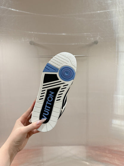 LV SKATE SNEAKER IN WHITE MIX BLACK AND SKY BLUE CALFSKIN