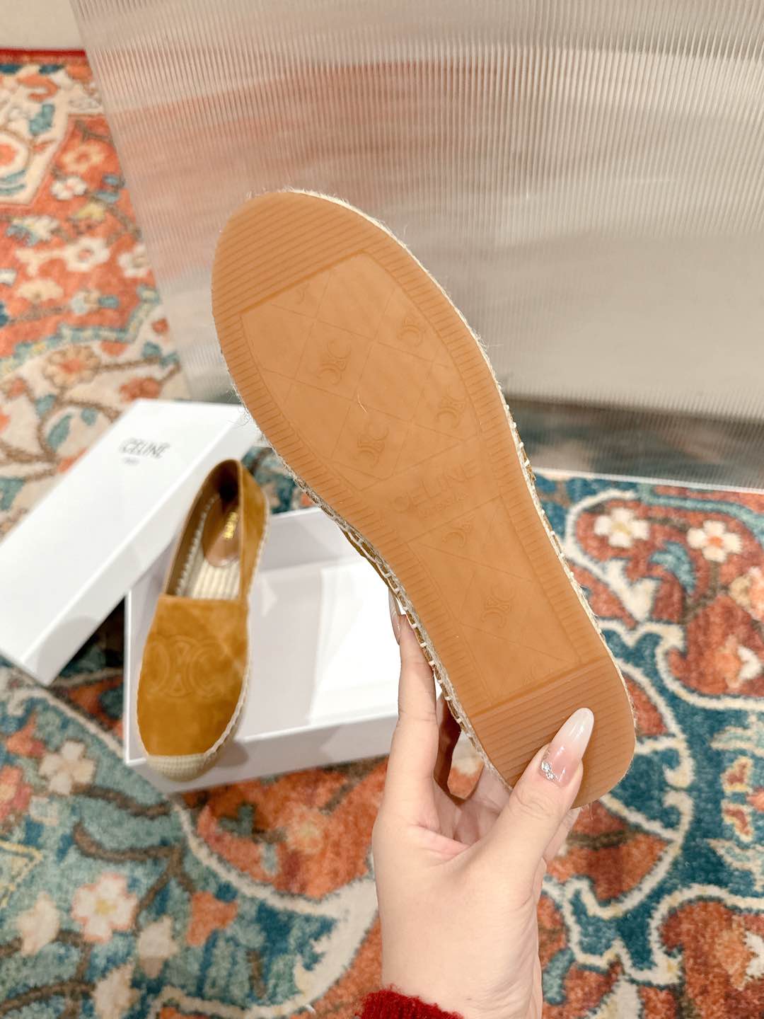 ESPADRILLES PEANUT BROWN SUEDE EMBOSSED LOGO