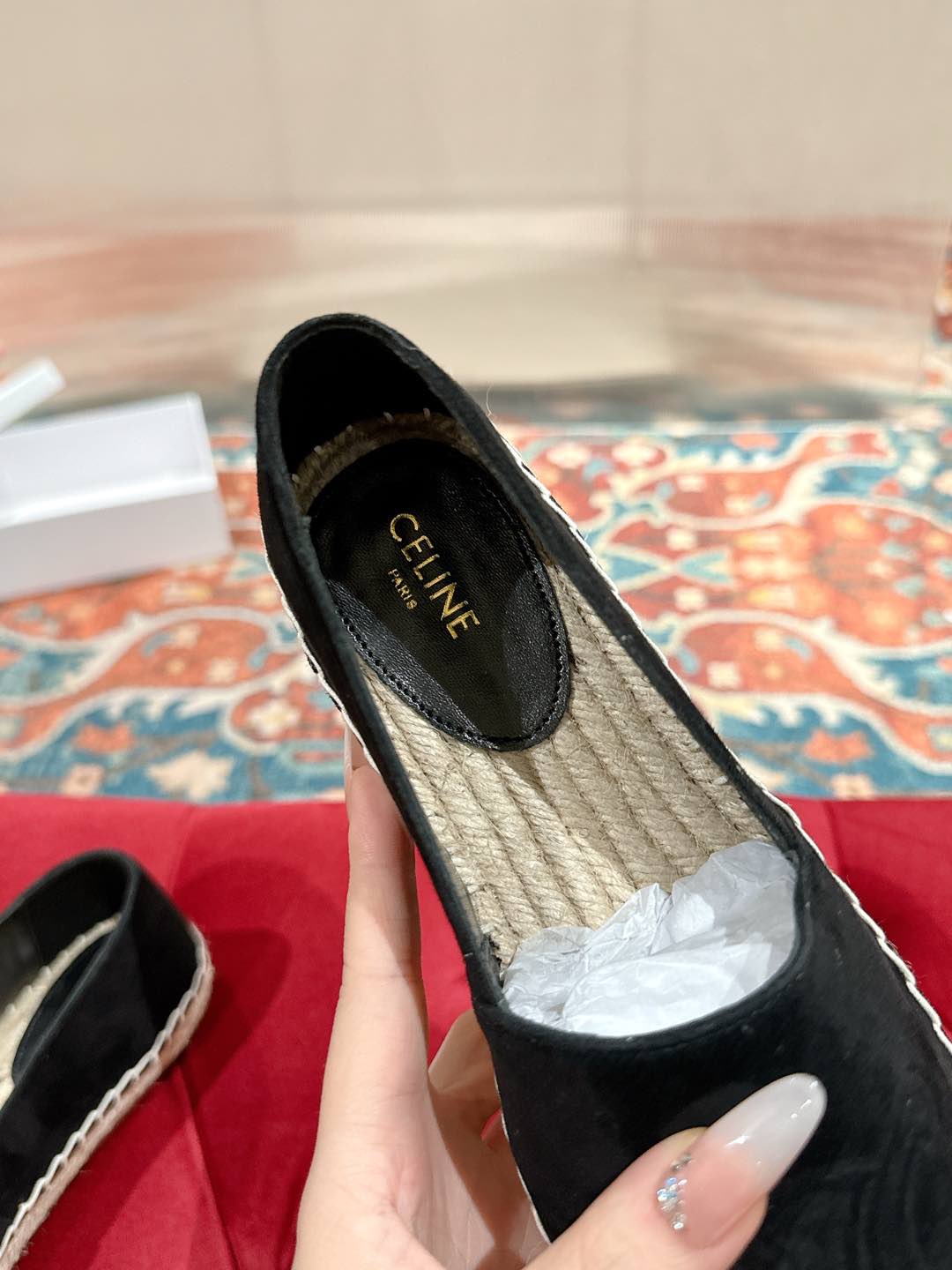 ESPADRILLES BLACK SUEDE EMBOSSED LOGO