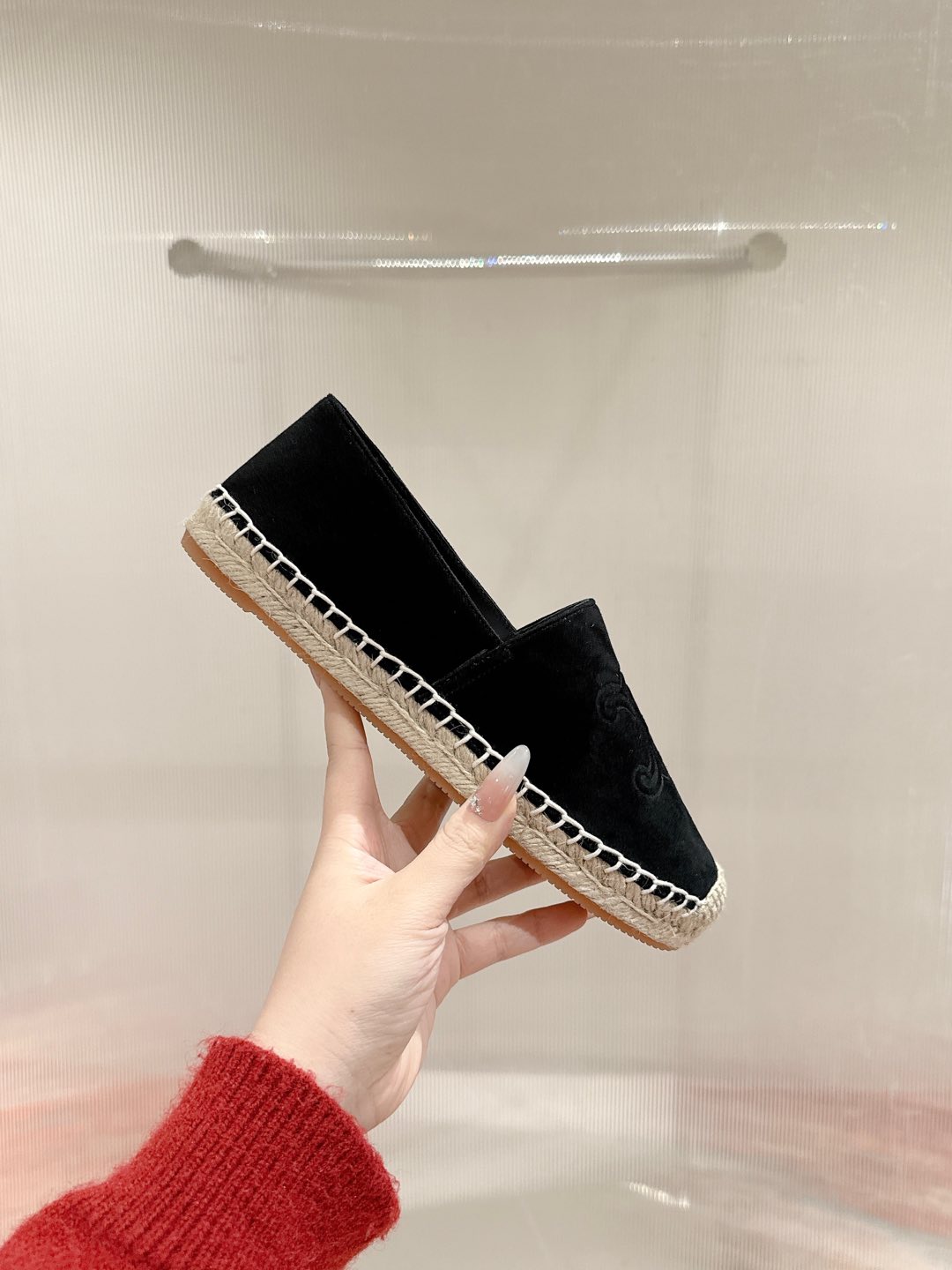 ESPADRILLES BLACK SUEDE EMBOSSED LOGO