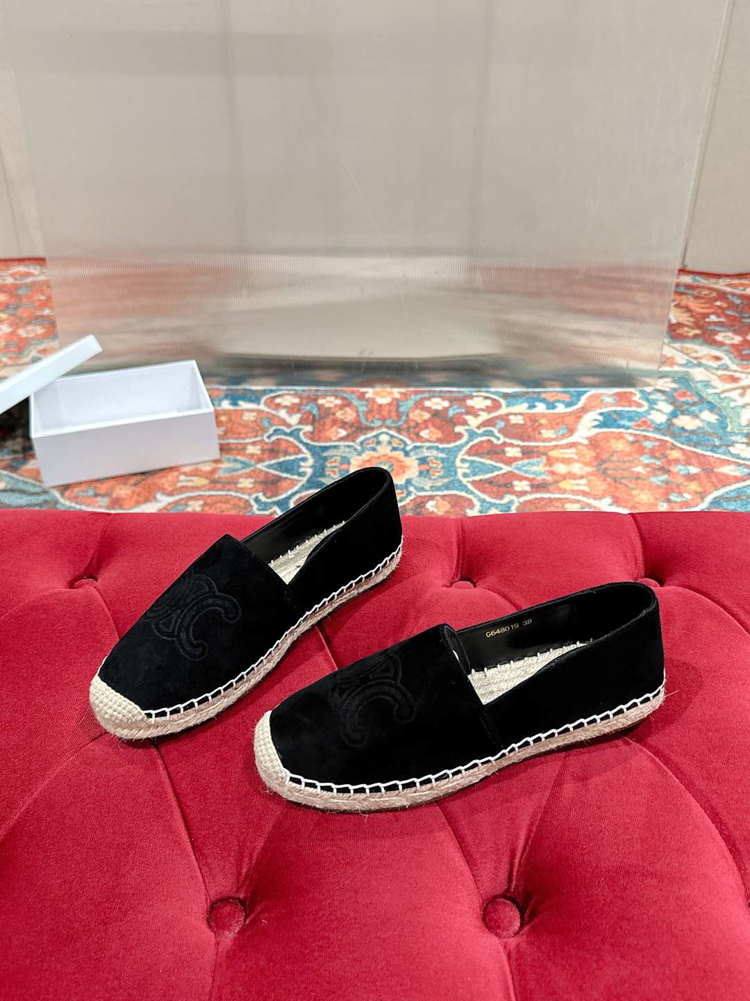 ESPADRILLES BLACK SUEDE EMBOSSED LOGO