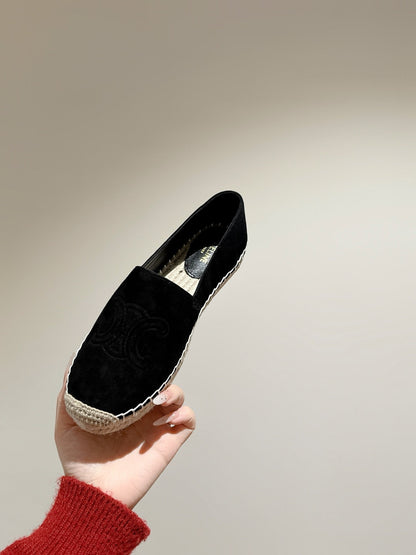 ESPADRILLES BLACK SUEDE EMBOSSED LOGO