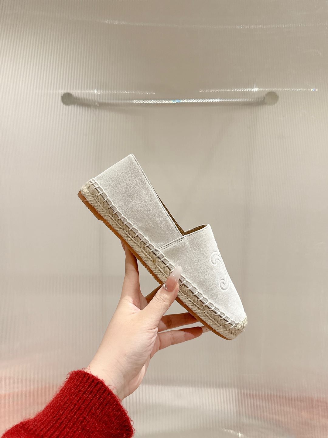 ESPADRILLES WHITE SUEDE EMBOSSED LOGO