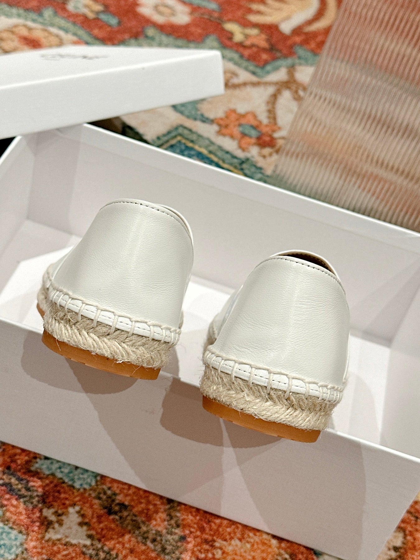 ESPADRILLES WHITE LAMBSKIN BROWN TRIOMPHE