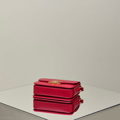 MINI CLAUDE 22 SHINY CALFSKIN CHERRY RED