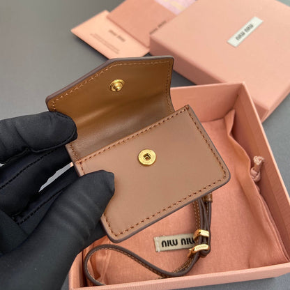 MICRO BAG 7 IN TAWNY BROWN SMOOTH LAMBSKIN YELLOW STRAP