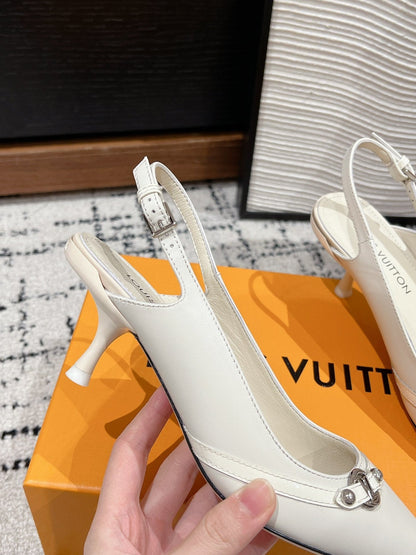 HIGH HEEL 4 CM SLINGBACKS IN WHITE CALFSKIN