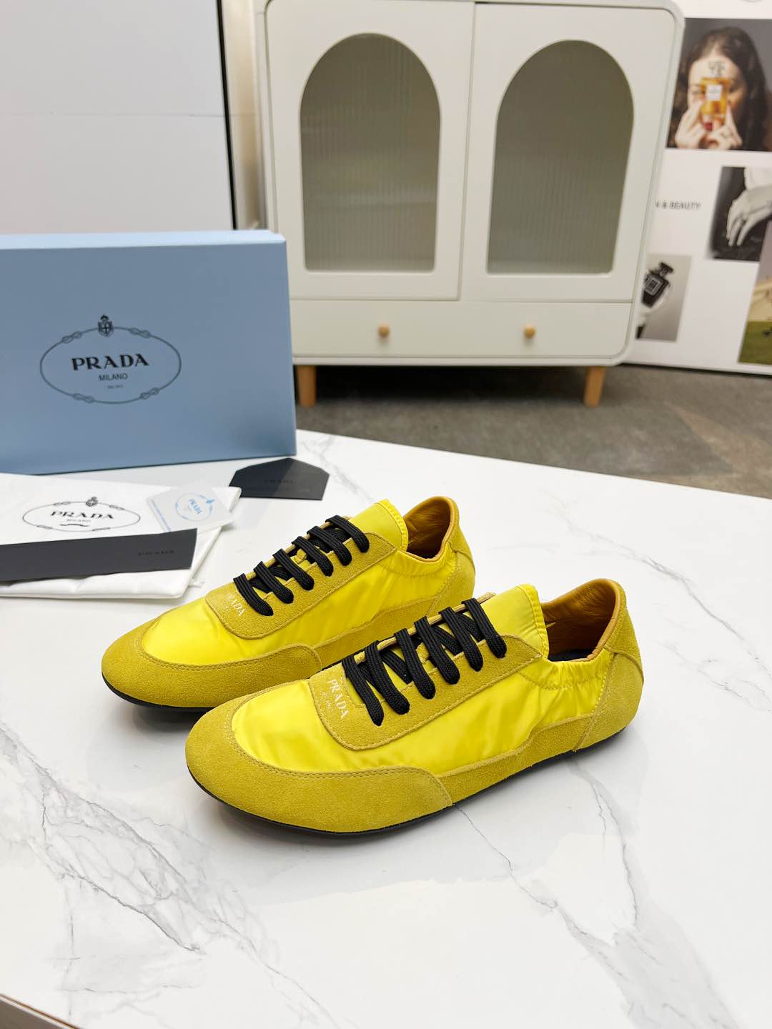 COLLAPSE SNEAKERS IN YELLOW SUEDE AND NYLON