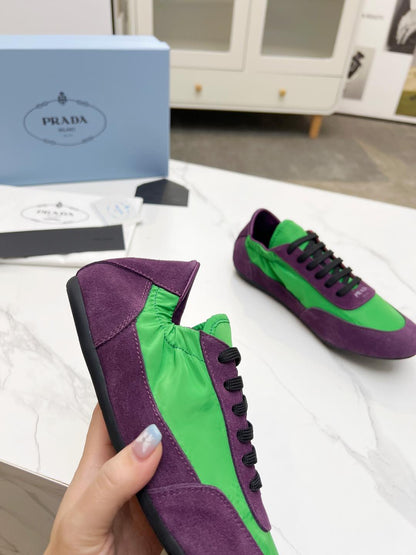 COLLAPSE SNEAKERS IN PURPLE SUEDE AND GREEN NYLON