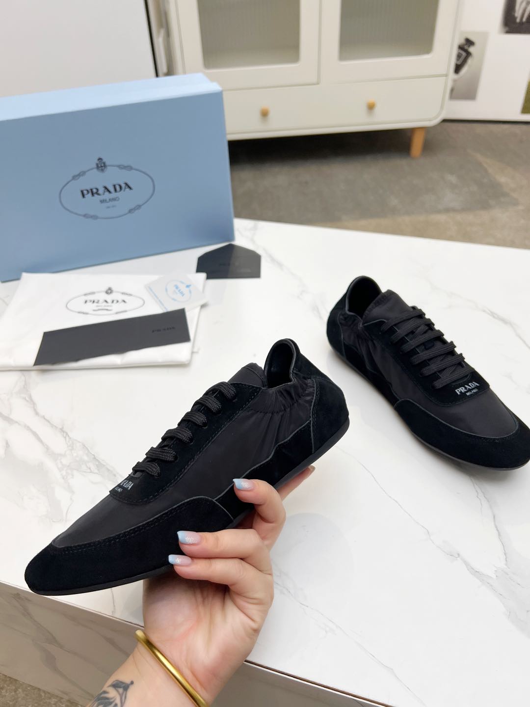 COLLAPSE SNEAKERS IN BLACK SUEDE AND NYLON