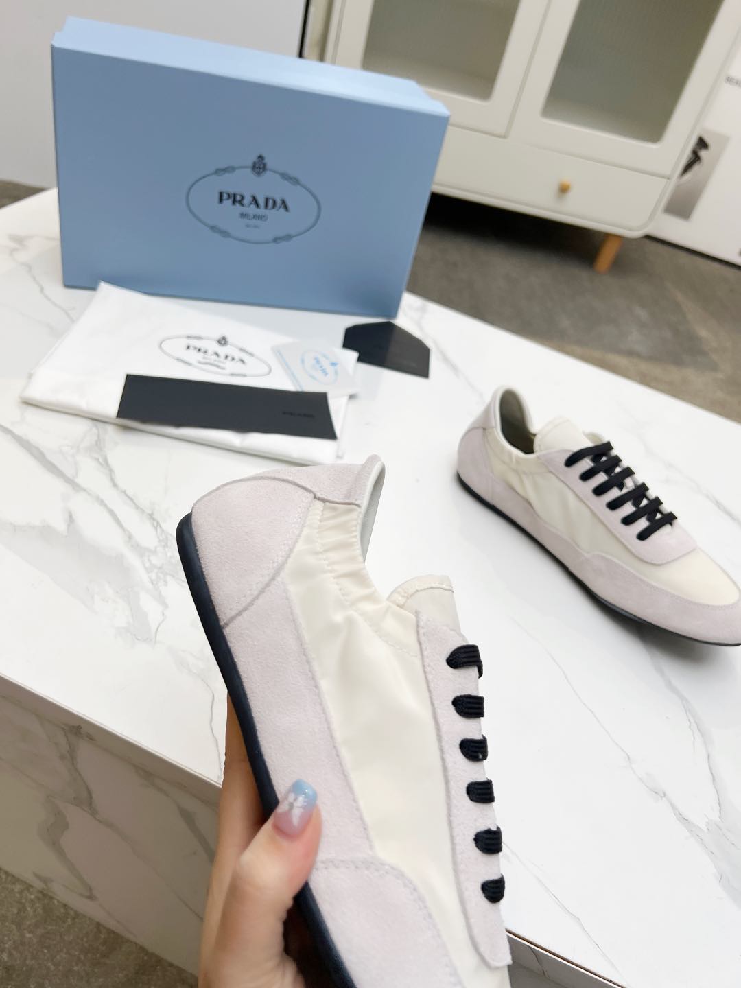 COLLAPSE SNEAKERS IN BEIGE SUEDE AND NYLON