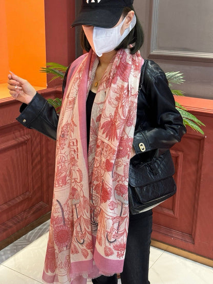 EXOTIC PARADISE CASHMERE SCARF 200 CM CREPE PINK MIX COLORFUL CASHMERE