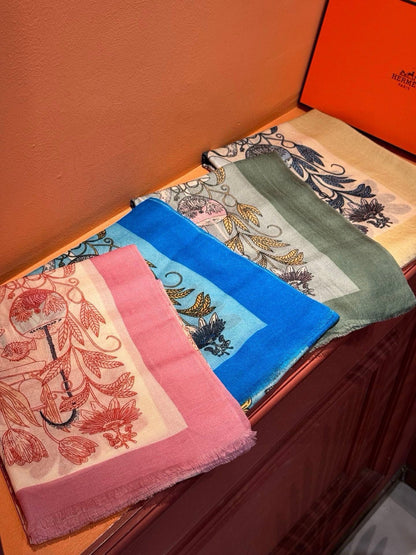 EXOTIC PARADISE CASHMERE SCARF 200 CM CREPE PINK MIX COLORFUL CASHMERE